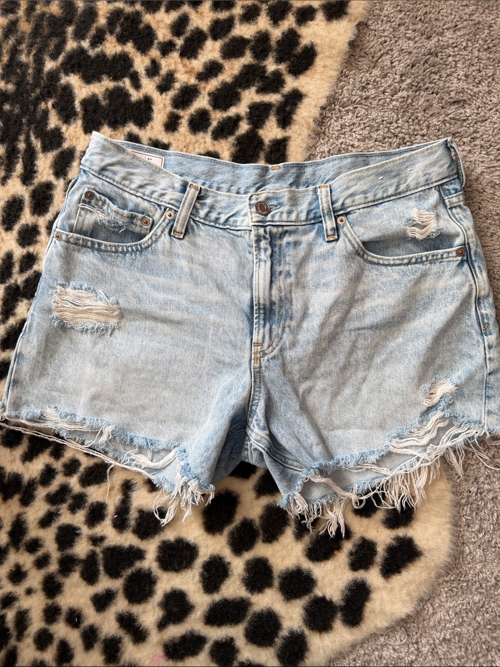 Light Blue Distressed Denim Shorts